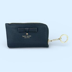 Kate Spade Navy Leather Key Holder Coin Holder with Gold Accents